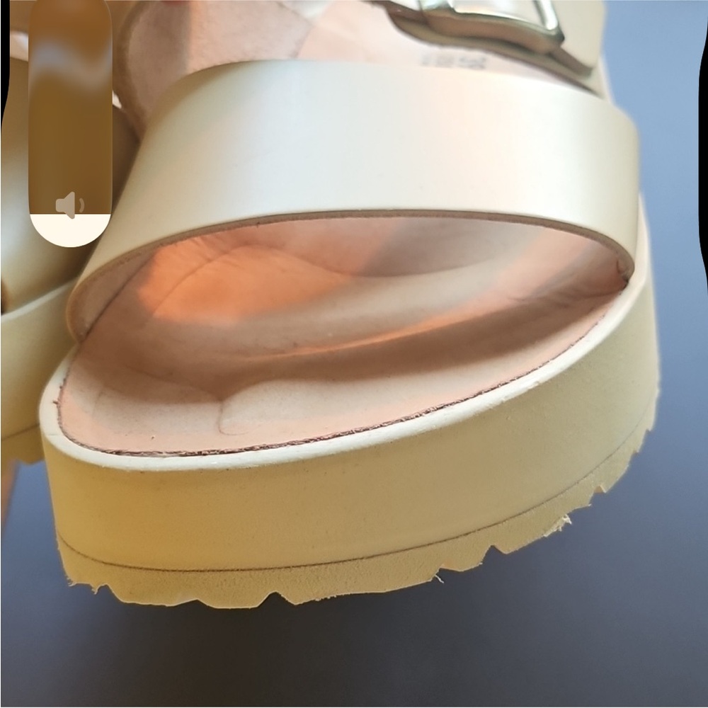 BIRKENSTOCK Papillio The Almina Platform Wedge ECRU Slide Sandals - Picture 6 of 13